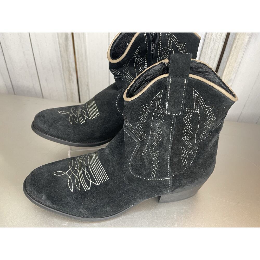 Artesian Zigi Black Suede Leather Booties Western Cowgirl Mireya Size 9 Women’s